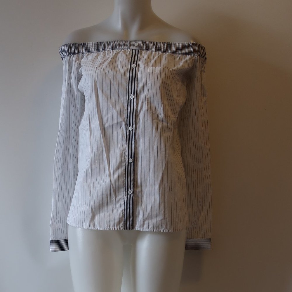 BAILEY/44 WHITE BLACK OFF SHOULDER TOP SZ 6 *